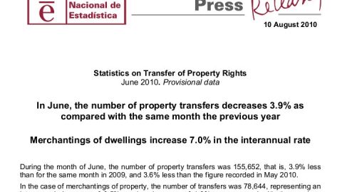 Испания: Статистика продаж недвижимости за июнь 2010 года