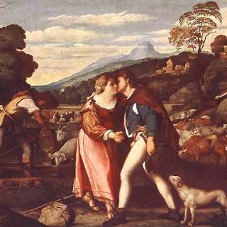 Иаков и Рахиль, Пальма Старший, 1520-25 г. Галерея старых мастеров