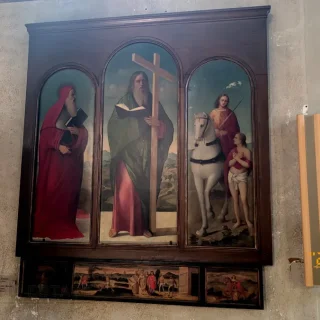 Святой Андрей между святыми Мартином и Иеронимом, Биссоло Франческо, 1500-1520 г. Церковь Сан Джованни-ин-Брагора