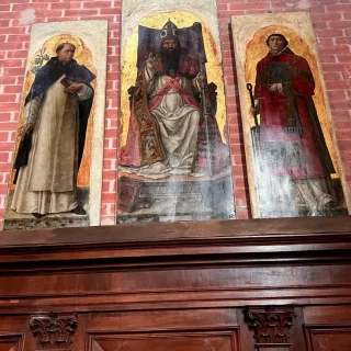 Августин-епископ и святые Лаврентий и Доминик, Виварини Бартоломео, 1473 г. Базилика Санти Джиовани-е-Паоло