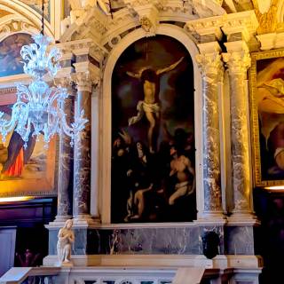 Распятие, которому поклоняются святые доминиканцы, Пальма иль Джовани, 1610 г. Базилика Санти Джиовани-е-Паоло