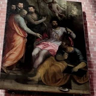 Воскресший Христос с апостолами Иаковом, Фомой, Филиппом и Матфеем, Джузеппе Порта - Сальвиати, 1570 г. Базилика Санти Джиовани-е-Паоло